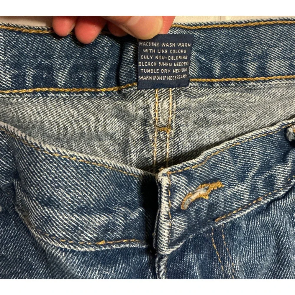 VTG Y2K Baggy Full Blue Mens Denim Jean Shorts Med Wash Relaxed‎ Fit 36 Fits 34
